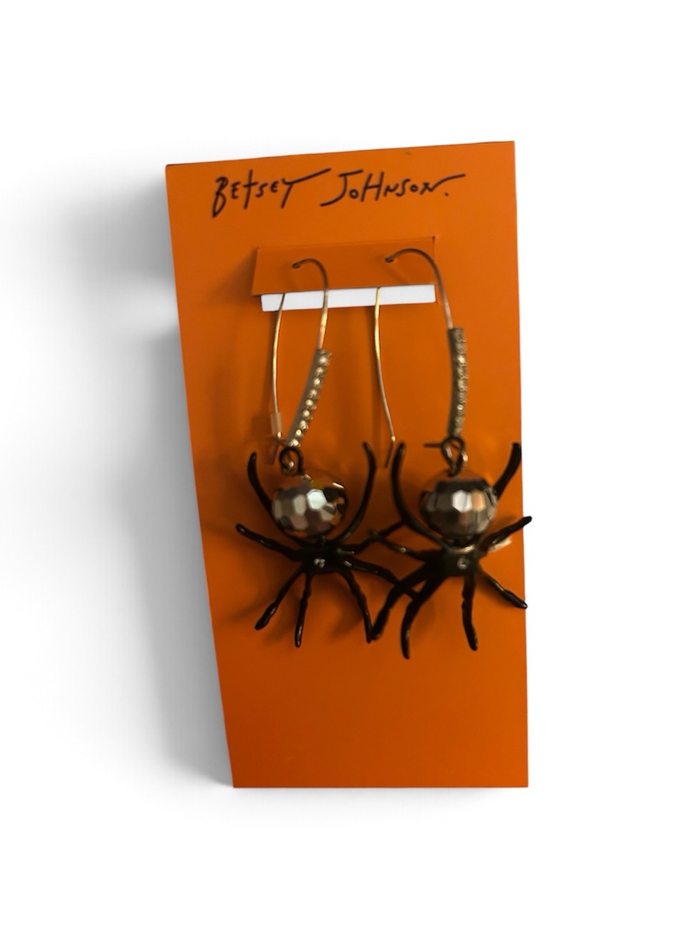 Betsey Johnson Gold and Black Spider Drop Earrings